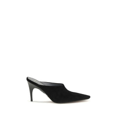 Women's Black Suede Leather Mules