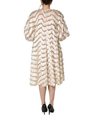 Women's Ivory Fringe Layered Shift Midi Dress Off White