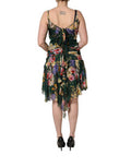 Women's Multicolor Floral Print Sleeveless Mini Dress Silk