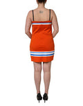 Women's Orange Cotton Superbowl Football Inspired Mini Dress Nylon Silk