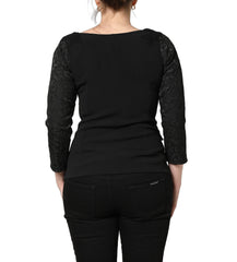 Women's Black Button Fastening Lace Trimmed Blazer Jacket Clothing