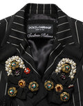 Women's Black Stripe Double-Breasted Blazer Jacket Clothing