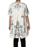 Women's White Jacquard Garden Print Coat Jacket Viscose Cotton Clothing