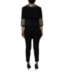 Women's Black Single-Breasted Brocade Coat Jacket Clothing