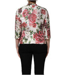 Women's Multicolor Peony Print Polyester Coat Jacket Clothing