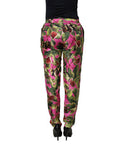Women's Silk Fig And Leaf Print Trousers Pink