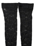 Women's Black Floral Lace Thigh High Stockings Socks Nylon Elastane Clothing