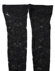 Women's Black Floral Lace Thigh High Stockings Socks Nylon Elastane Clothing