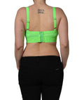 Women's Neon Green Soft Cup Logo-Trim Bra Cropped Top Nylon Triacetate