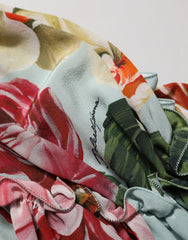 Women's Multicolor Floral Silk Cropped Shirt Top