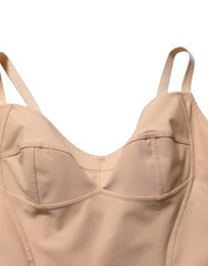 Women's Nude Nylon Full Body Shaper Bodysuit Top Elastane