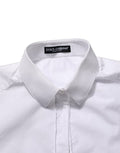 Women's White Cotton Long Sleeve Button-Up Shirt Top