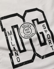 Women's White Cotton Dg Logo Print Cropped Jersey Top