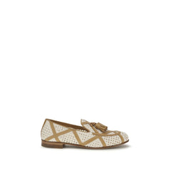Women's Beige Linen Slip-On Loafers