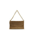 Women's Embossed Gg Suede Shoulder Bag Brown Outer Inner
