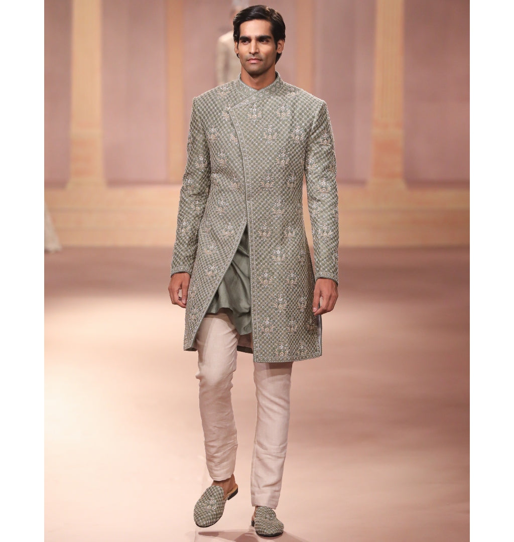Anand Mint Sherwani Set By KYNAH, Luxury Indian Fashion & Bridal Wear