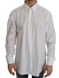 Men's White Cotton Gold Slim Dress Shirt
