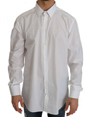 Men's White Cotton Gold Slim Dress Shirt
