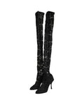 Women's Black Taormina Lace Socks Boots Pumps Shoes Elastane