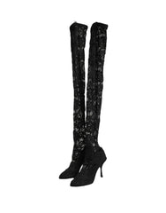 Women's Black Taormina Lace Socks Boots Pumps Shoes Elastane
