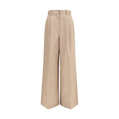 Women's Beige Cotton Flared Pants