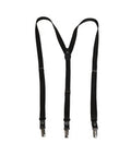 Men's Black Cotton Leather Elastic Y-Back Metal Clips Suspender Calf Accessory