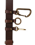 Women's Brown Calfskin Leather Gold Metal Buckle Belt Calf