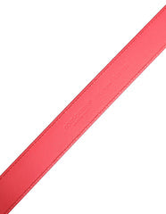 Women's Pink Lambskin Leather Silver Metal Buckle Belt Lamb