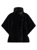 Pinko Faux Fur High-Neck Cape — Black
