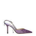 Women's Glitter-Covered Stiletto Sandal Purple Plastic Rhinestone Detailing