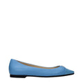 Women's Light Blue Leather Ballet Flats