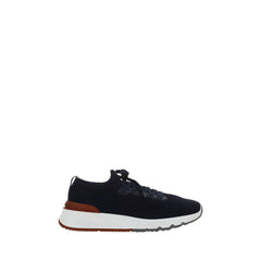 Men's Blue Cotton Low Top Sneakers