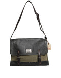 Men's Two-Tone Canvas & Leather Shoulder Bag Gray