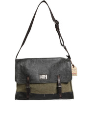 Men's Two-Tone Canvas & Leather Shoulder Bag Gray