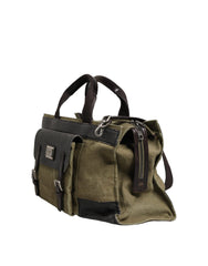 Men's Two-Tone Canvas And Leather Shoulder Bag Green