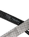 White Black Patterned Silk Adjustable Men Necktie Tie And