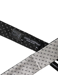 White Black Patterned Silk Adjustable Men Necktie Tie And