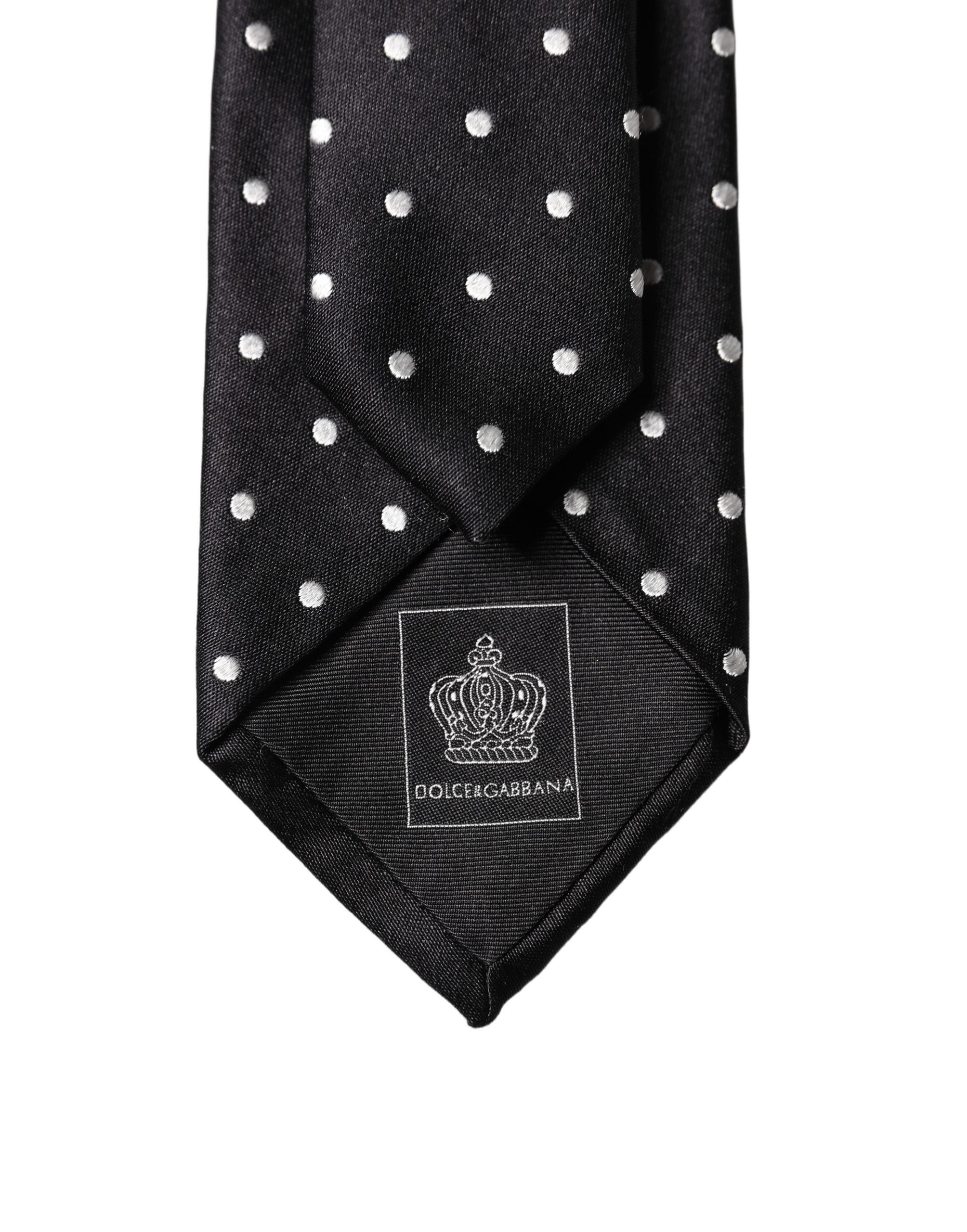 Dolce & Gabbana Polka-Dot Silk Necktie — Black