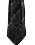 Black White Stripes Silk Adjustable Men Necktie Tie And