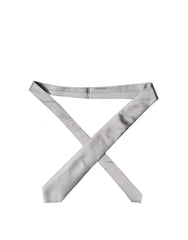 Gray Satin Silk Adjustable Men Tied Necktie Tie
