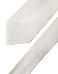 White Solid Silk Blend Adjustable Men Tied Necktie Tie Cotton Viscose