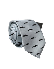 Men's Light Gray Mustache Fantasy Silk Adjustable Necktie Tie