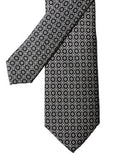 Black White Patterned Silk Adjustable Men Necktie Tie And