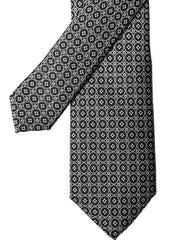 Black White Patterned Silk Adjustable Men Necktie Tie And