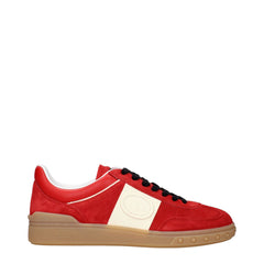 Men's Red Leather Low Top Sneakers