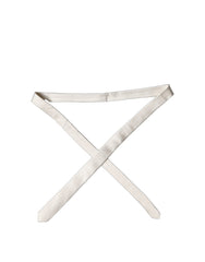 Off White Satin Silk Adjustable Men Tied Necktie Tie