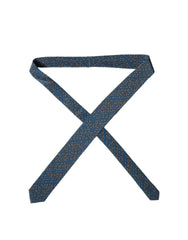 Blue Patterned Silk Adjustable Men Tied Necktie Tie