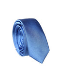 Blue Satin Silk Adjustable Men Tied Necktie Tie