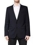 Men's Blazer Martini Dark Blue Wool Singlebreasted Navy Virgin Elastane Clothing
