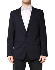 Men's Blazer Martini Dark Blue Wool Singlebreasted Navy Virgin Elastane Clothing